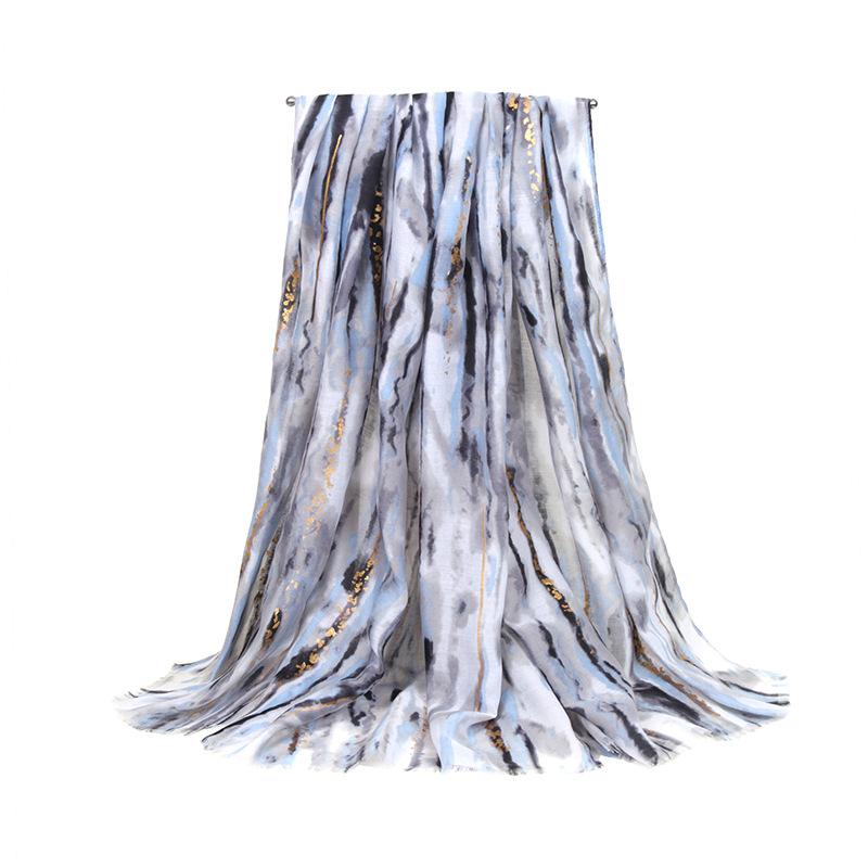 Damen Mode Langer Schal Locker Farbige Linie Sommer Strand Schals Outdoor Reisen Sonnenschutz Satin Seidenschal