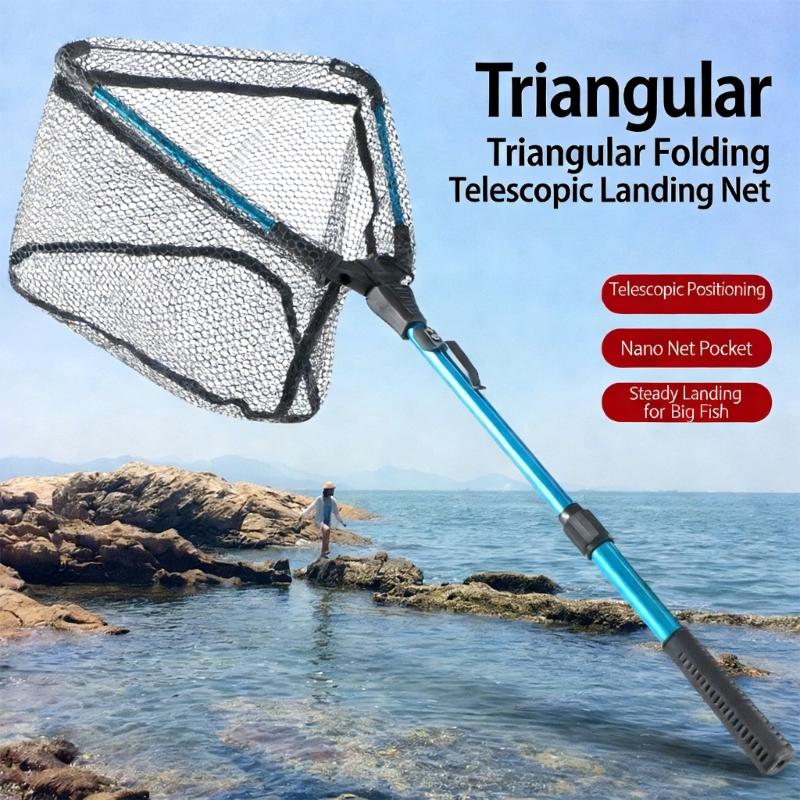 Aluminum Poles Fishing Landing Net Fishing Net Portable for Adult Unisex Foldable Landing Net with Comfortable Handle