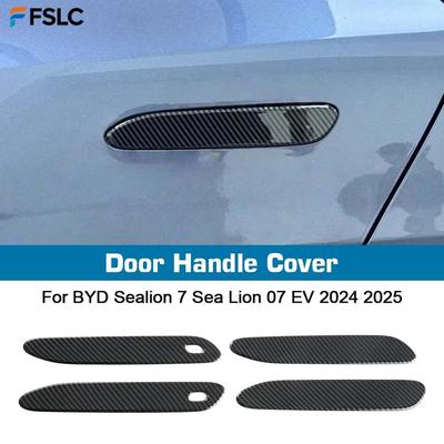Car Decoration Door Handle Cover For BYD Sealion 7 Sea Lion 07 EV 2024 2025 Carbon Fiber Cars Accessories Styling