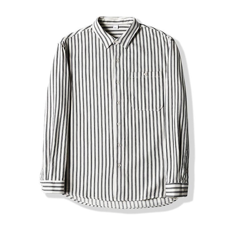 Retro Men's Cotton Striped Long-Sleeve Slim Shirt