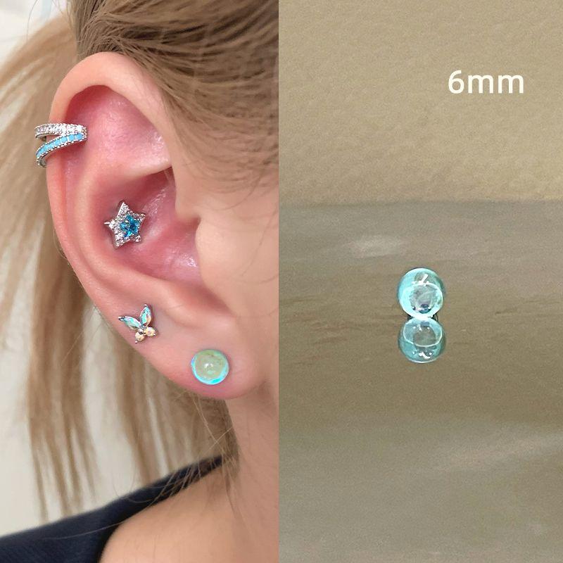 

Ringring Store Titanium Steel Ear Studs Ear Bone Stud Horseshoe Earring Ear Bone Pin High Ear Lobe Nail Blue Ear Earring Decoration 6mm jelly Blue 1
