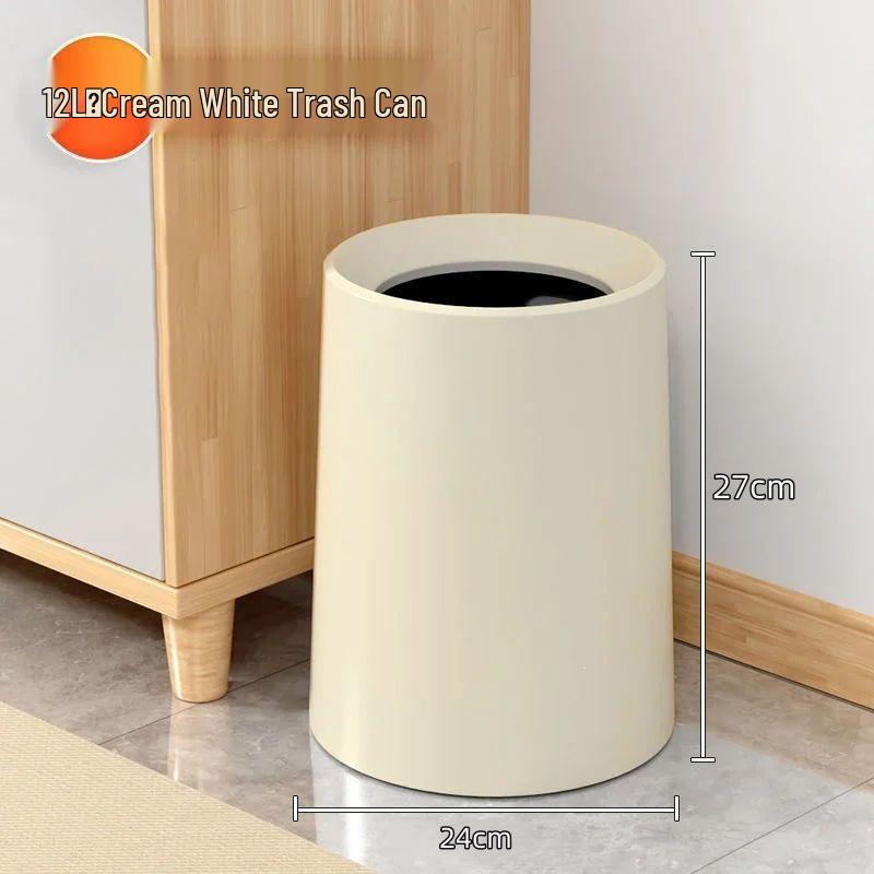 Luxury Pure Color Trash Can - Elegant, High-Capacity Waste Bin for Home, Office, Bedroom, Living Room