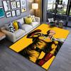 Cartoon Hero Design Yellow Carpet for Living Room, Modern Anime Rug Suitable for Use As an Anti-slip for Living Room Bedroom Sofas