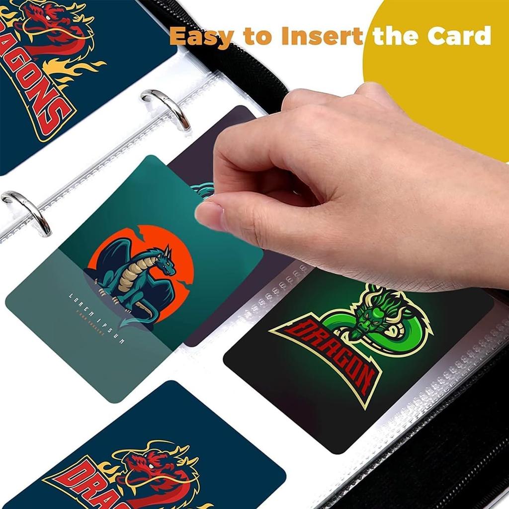 Card File Collection Card Binder Collection File 4 Sheets 50 Pages Can Hold 400 Sheets Large Capacity PU Leather Card Sheet Compatible with Carding