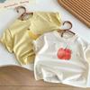 Korean Version Fashion Girls Tshirts Summer Clothing Printed Fruit Simple Casual Tshirt Tops Crewneck Short Sleeve Childrens