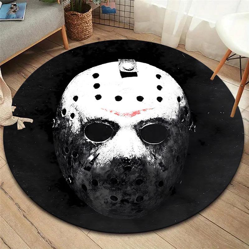 fridaythe13th Round Area Rug,Carpet Rug for Living Room Bedroom Sofa Playroom Decor,Non-slip Floor Mat