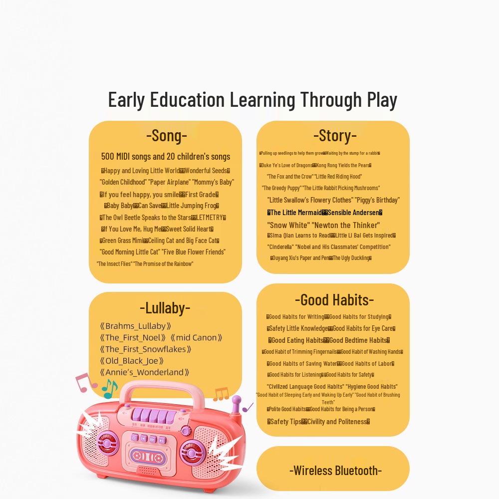 Bluetooth Early Learning Music Player: Children's Songs & Educational Toy for Ages 0-3