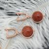 Trendy Rose Gold Color Imitation Turquoises Beads Drop Earrings For Women Wedding Fashion Party Gift