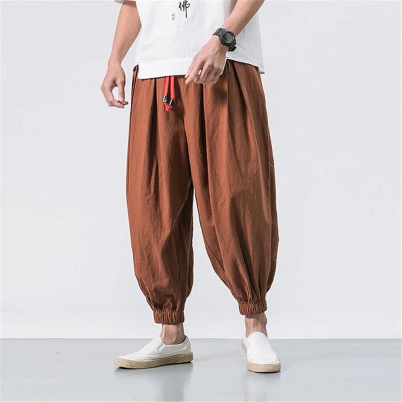 Spring Men Loose Harem Pants Chinese Style Overweight Sweatpants Casual Oversize Trousers Man