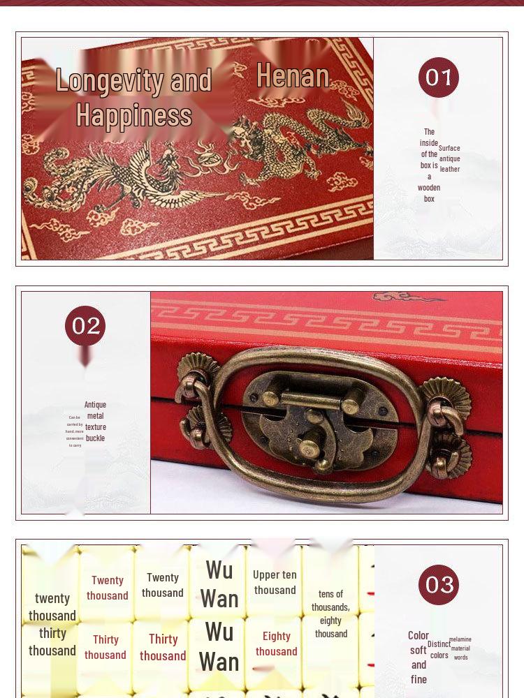 Antikes englisches Reisespiel-Mahjong-Set mit Lederbox & Anleitung - Melamin-Schlafsaalspiel