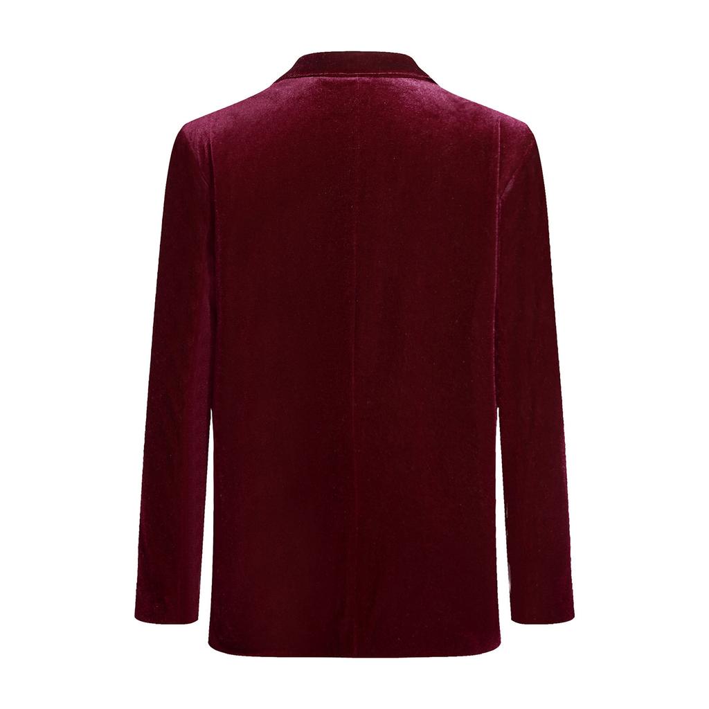 Boys Formal Blazer Velvet Material Notch Lapel One Button Flap Pocket Tuxedo Jacket Fully Lining Outwear