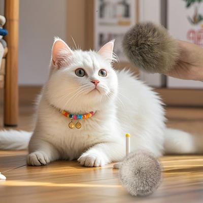 Sahte Tavşan Kılı Kedi Topu Kabarık Kedi Nanesi Topu Kedi Oyuncağı Yumuşak Tüylü Top Yavru Kedilerin Avlanma İçgüdüsünü Uyarır İç Mekan Oyun Egzersizi