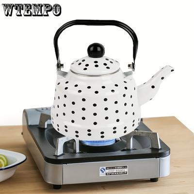 1 Stück Emaille-Teekessel, Edelstahl-Teekanne, Teekessel für den Herd, Kaffeekanne, Kaffeekessel, schöne Emaille-Teekanne für losen Tee