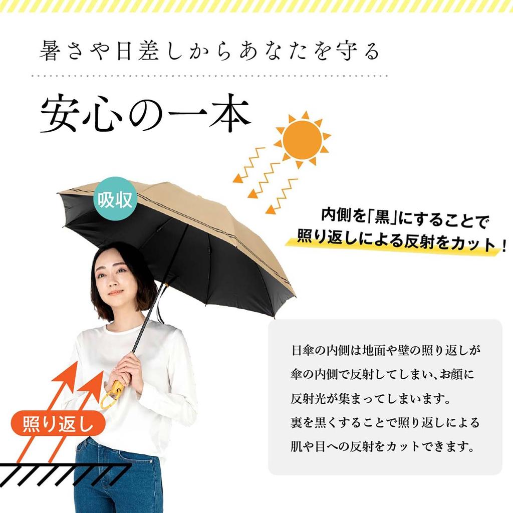 Fuuka Complete Sun Light Blocking UV Protection Bamboo Suitable for Both Sunny and Rainy Foldable Black [Fuuka] Parasol, Protection, 100% Rate, 99.99%