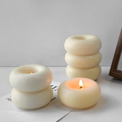 Handmade Aroma Candle Donut Mould Geometric Stack Donut Plaster Resin Ornament Silicone Mould Candle Making Supplies