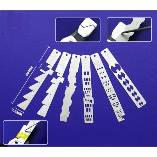 R-STYLE Stainless Steel Etched Paneling Guide Parts Set (Type C) for Adding Detail To Gunpla and Other Robot Scale Models