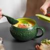 Avocado Green Glass Breakfast Mug with Spoon