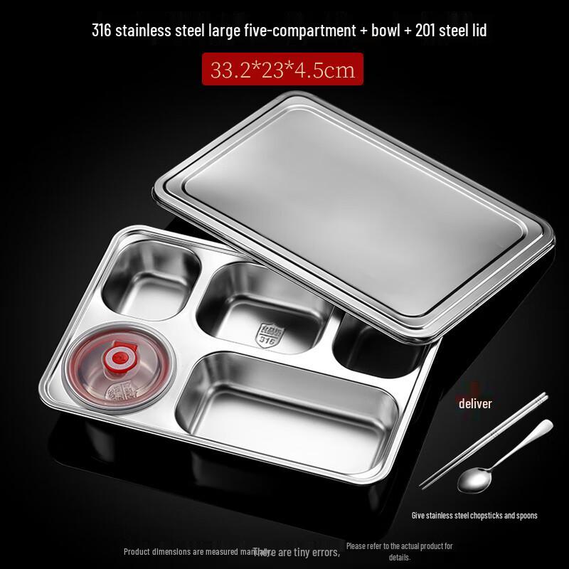 Ru Han Antibacterial 316 Stainless Steel Divided Meal Plate