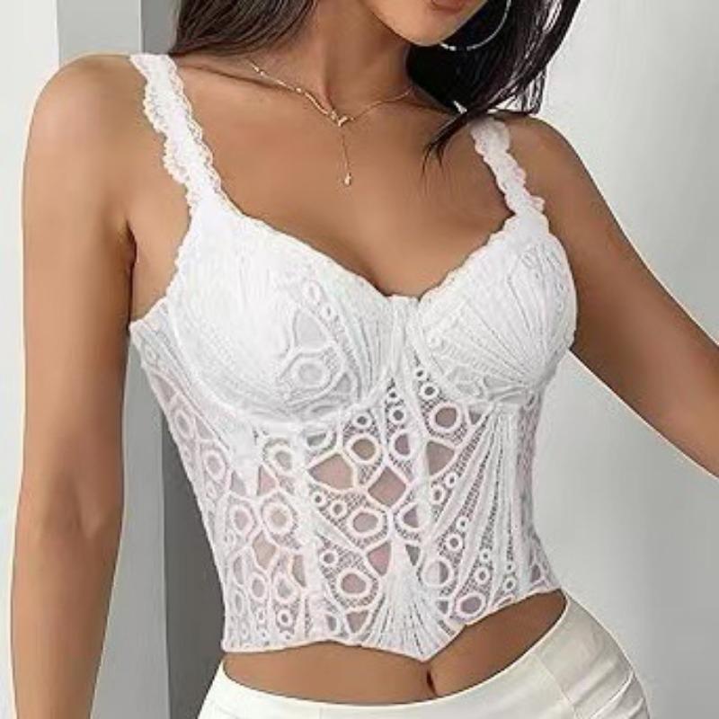 Black Lace Corset Top With Adjustable Straps