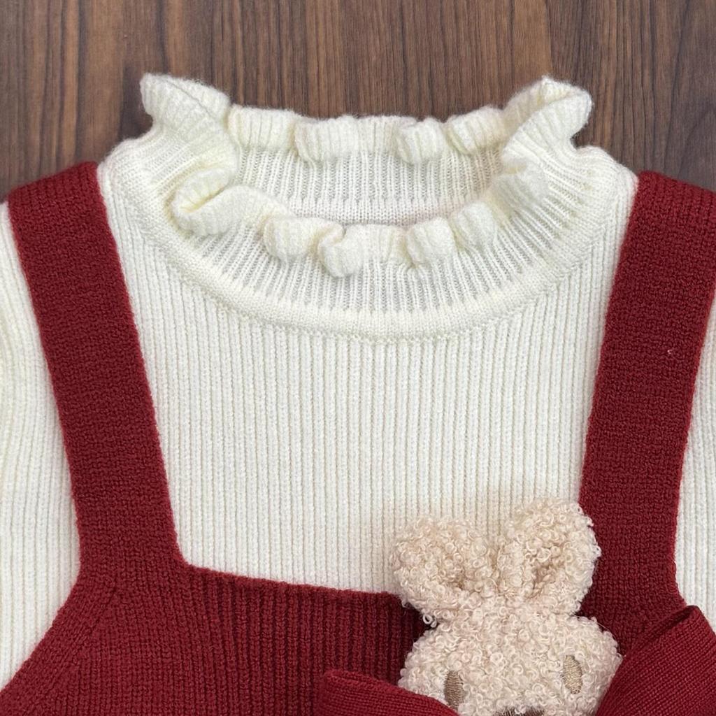 Girls' Cute Rabbit Knitted Sweater Dress - Autumn/Winter Fashion