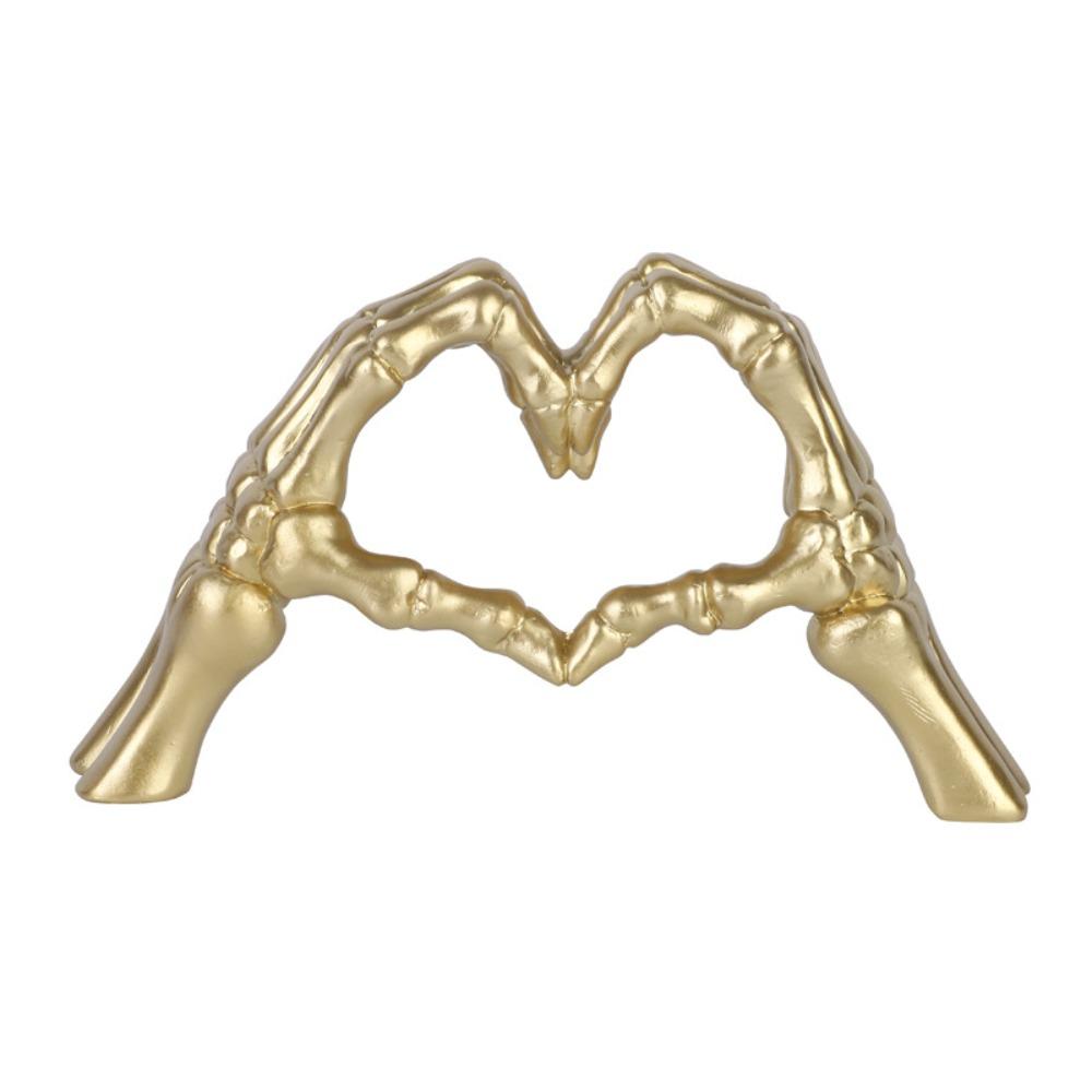 Simple Heart Skeleton Hand Statue Nordic Style Halloween Desktop Ornament Office