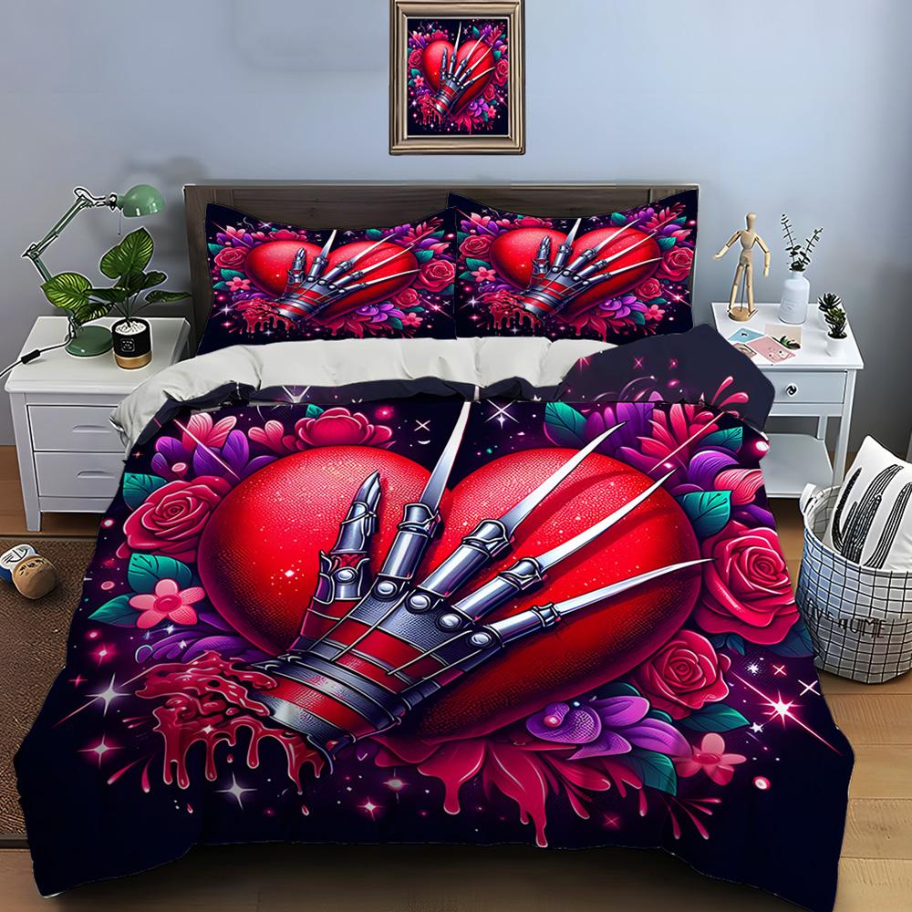 3PC Gothic Love Art Print Bedding Set Duvet Cover 1 Duvet Cover 2 Pillowcases Adult and Children Bedding Set Luxury Gifts