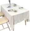 Chenier Tablecloth Plain Dining Table Cloth Lotus Leaf Skirt White Round Table Rectangular Dining Table Household Table And Chairs