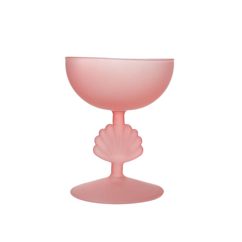 High-value Pink Frosted Shell Niche Glass Cocktail Glass, Personalized High-end Girls Glass Wine Glass