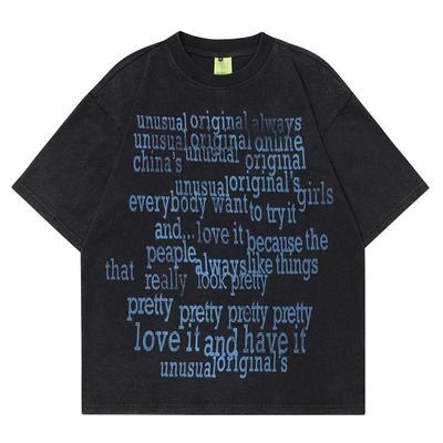 Tricou Grafic cu Litere Hip-hop Tricou din Bumbac Topuri Unisex Tricouri de Vară cu Mânecă Scurtă