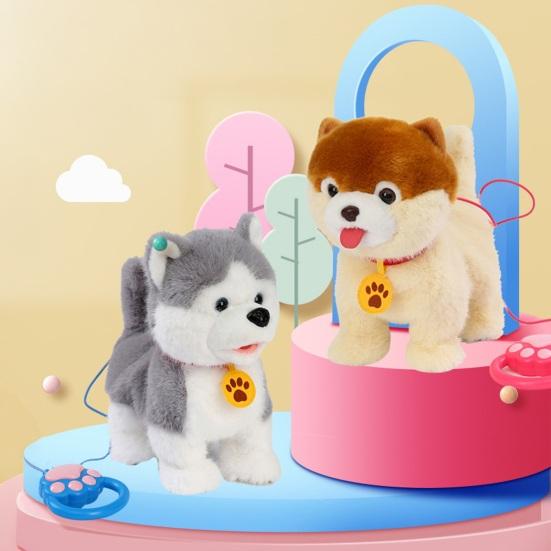 Електрична плюшева іграшка-собака з рухом облизування язиком, реалістичними звуками, ходячий плюшевий собачка з повідком, повторює те, що ви говорите, імітація м'якої іграшки