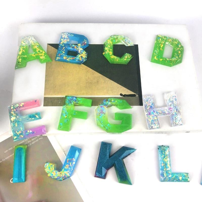 Semi-Stereoscopic Resin Keychain Molds DIY Alphabet Number Casting Mold Jewelry Craft Making Tools for Making Ornaments