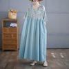 Cotton and Linen Summer Patchwork Retro Style Dress Long Skirt