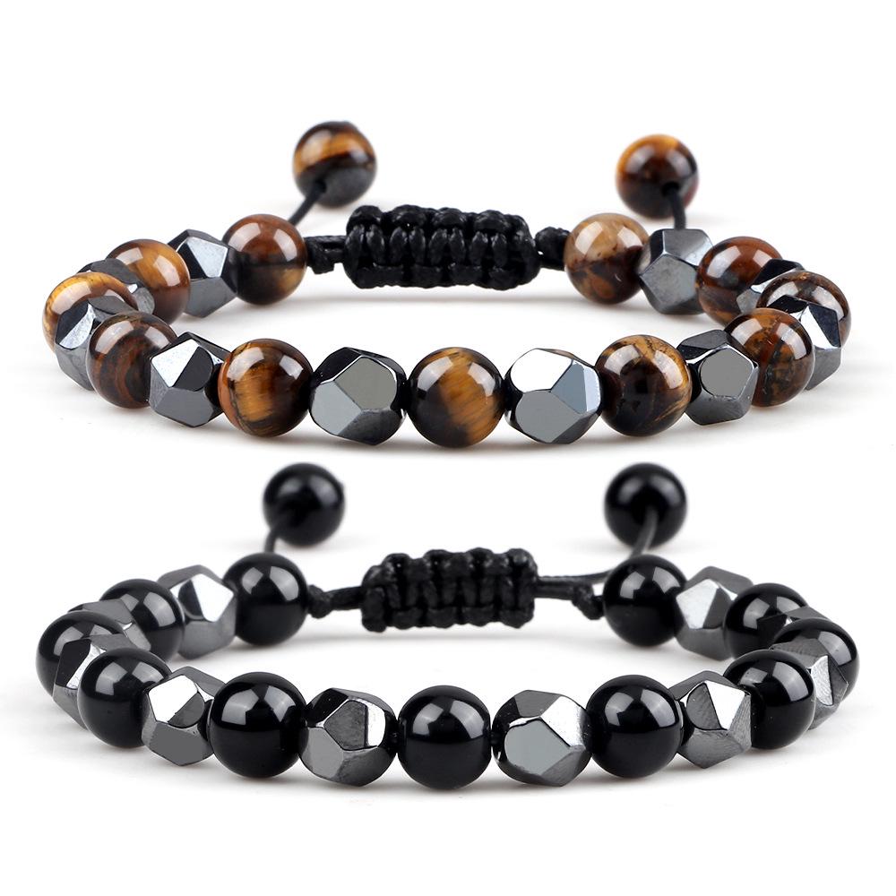 Obsidian Tigerauge & Schwarzer Achat Lavastein Armband