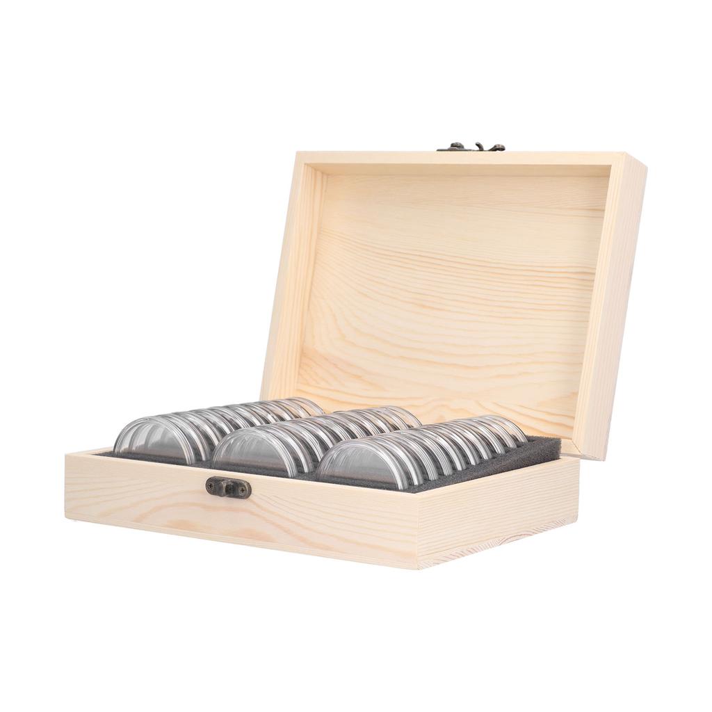 Cutie de protecție comemorativă pentru monede cu 30 de grile Cutie de colecție de monede retro pentru dormitor, birou, acasă