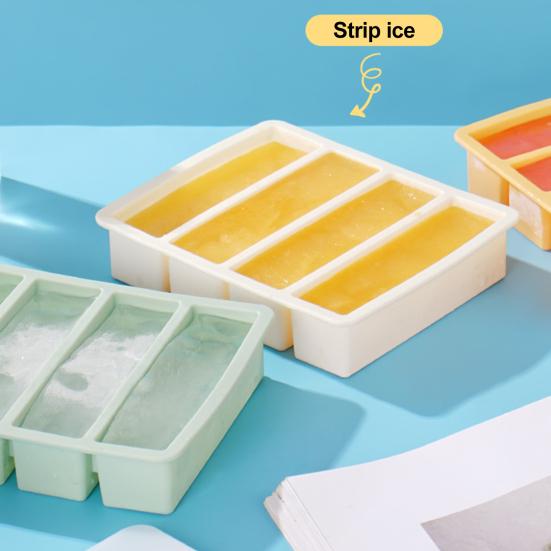Forma na led s víkem Silikonové formy na led do mrazáku Stohovatelná Forma na led s velkými čtverci pro bary na koktejly, džus, kávu Výrobník ledu se 4 dutinami