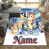 Bluey's Soccer Adventure Customized Name Floor Mat Perfect for Foyer Entryway Dining Room Hallway Anti-slip Rug Decorate Offices