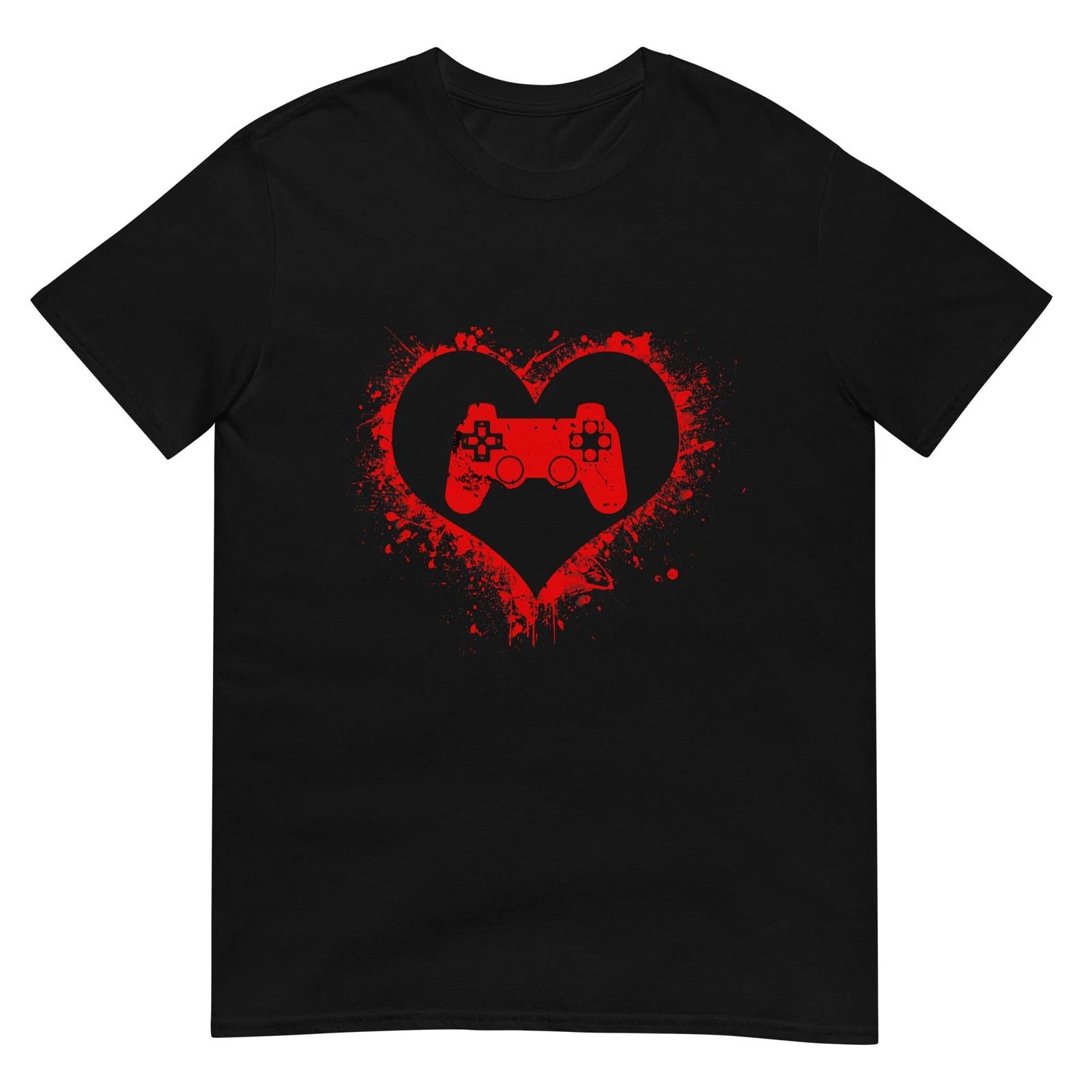 Gamer Heart Valentines Day Video Games Boys Kids Teens T-Shirt 2XL