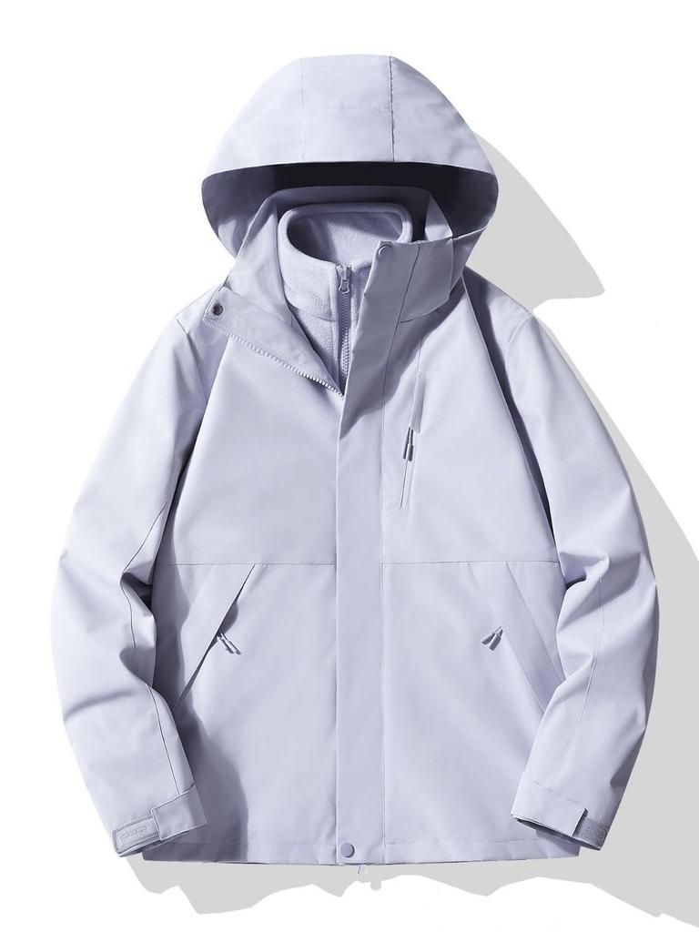 Unisex Mountain Hard Shell 3-in-1 Ski Jacket: Windproof & Waterproof Winter Set for Skiing and Fishing.
