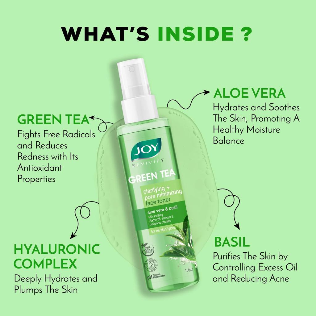 Joy Clarifying & Pore Minimizing Green Tea Face Toner 150ml Alcohol Free Hydrating Refreshing Skin