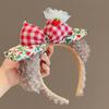 Cute Bow Bear Plush Headband Female Autumn And Winter Fluffy Brown Ears Headband Face Wash Headband Hair Accessories