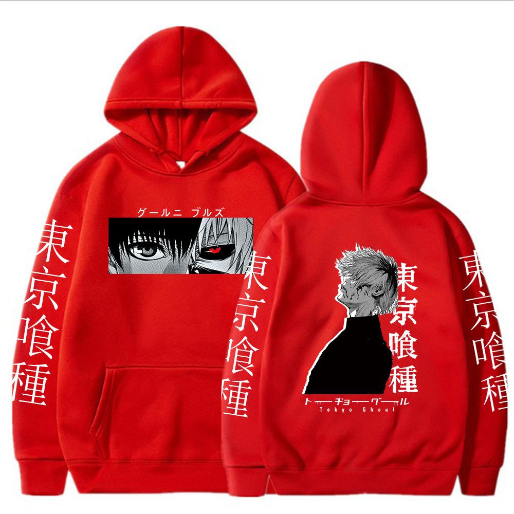Ghost Graphic Cartoon Japanese Anime Print Pattern Hooded Sweater Male Hoodie Casual Hip-Hop Top