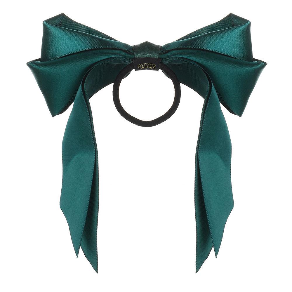 

Sweet Satin, Versatile Double-layer Bow, Elastic Rubber Band, Satin Knot, Thick Leather Band Hair Accessory темно-зеленого