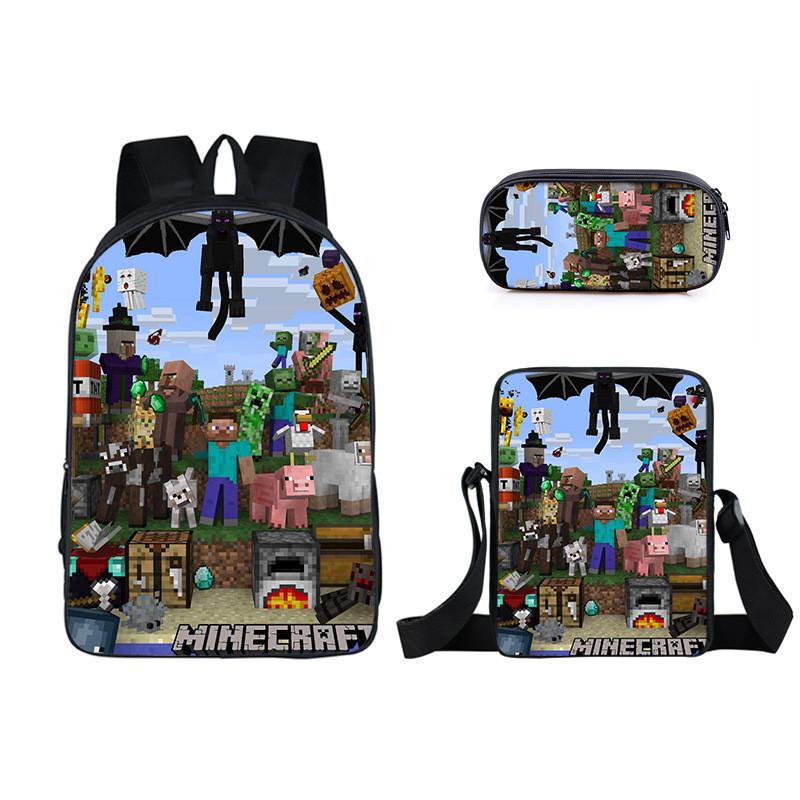 Minecraft Cartoon Game Character Printed Children Large Capacity Backpack