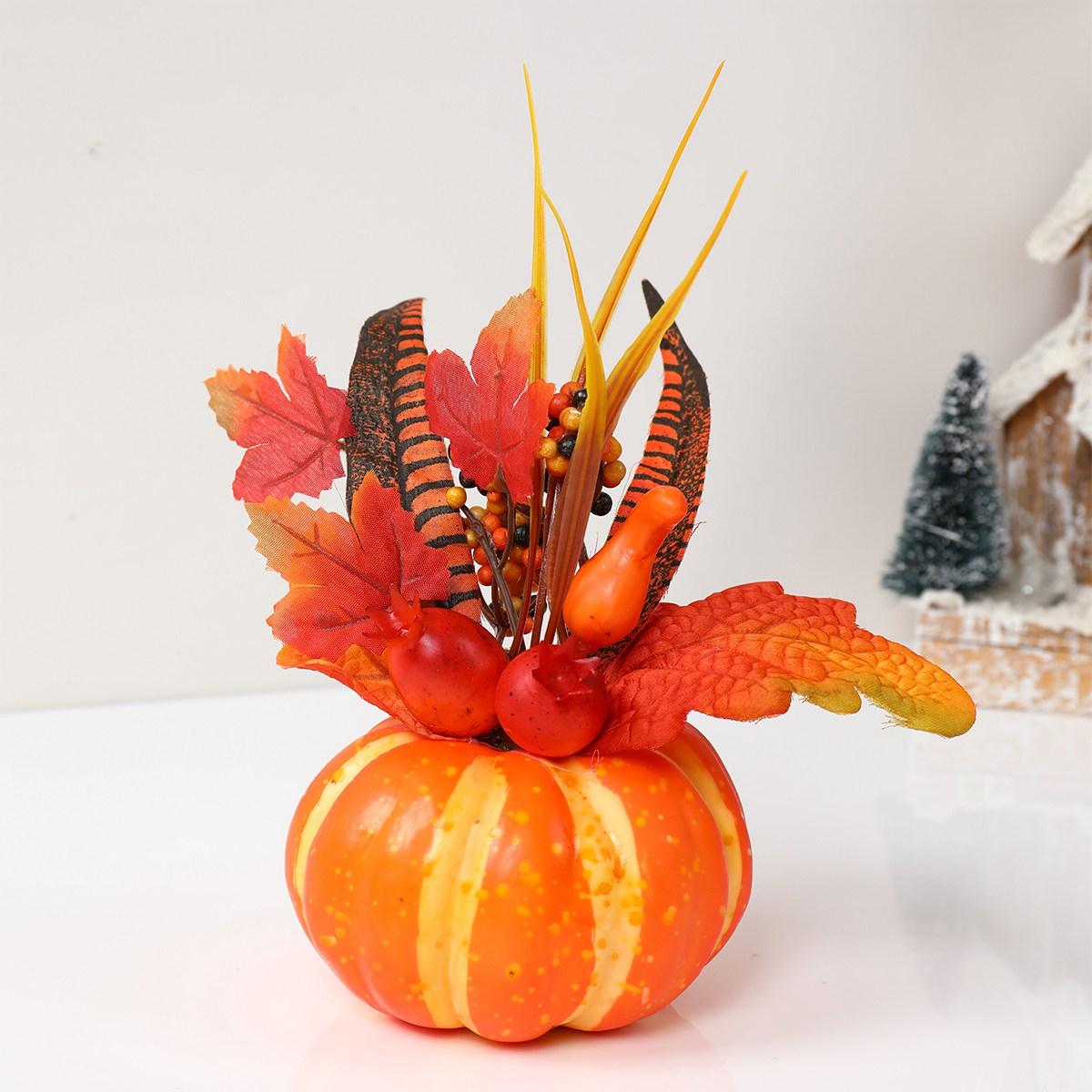 

Поддельные тыквы с искусственными цветами для Хэллоуина, вечеринки, Дня Благодарения, осенние украшения, домашний стол, центральная часть, кухонный декор