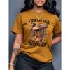 Sommerliche Vitalität Straßenmusikfestival Kleidung Denim Stiefel Leopardenmuster Rundhals T-Shirt Hohe Qualität Leicht Alltagsoberteil