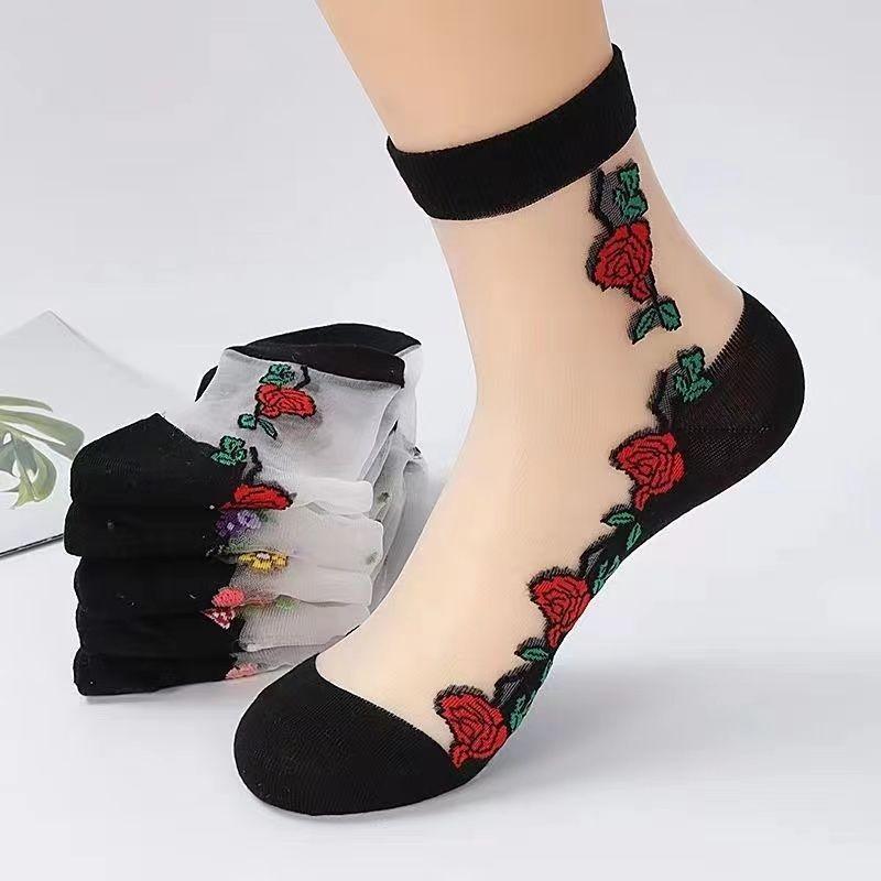 Damen Sommer Dünne Allround Rutschfeste Atmungsaktive Verschleißfeste Mittelhohe Kristall Socken