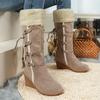 Womens Boots Fashionable Wedge Heel Mid-calf Boots Plush Warm Winter Boots for Women Comfortable Casual Cotton Boot Botas Mujer