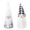 Santa Christmas Figurine Black White Checkered Fabric Tree Decoration Mantel