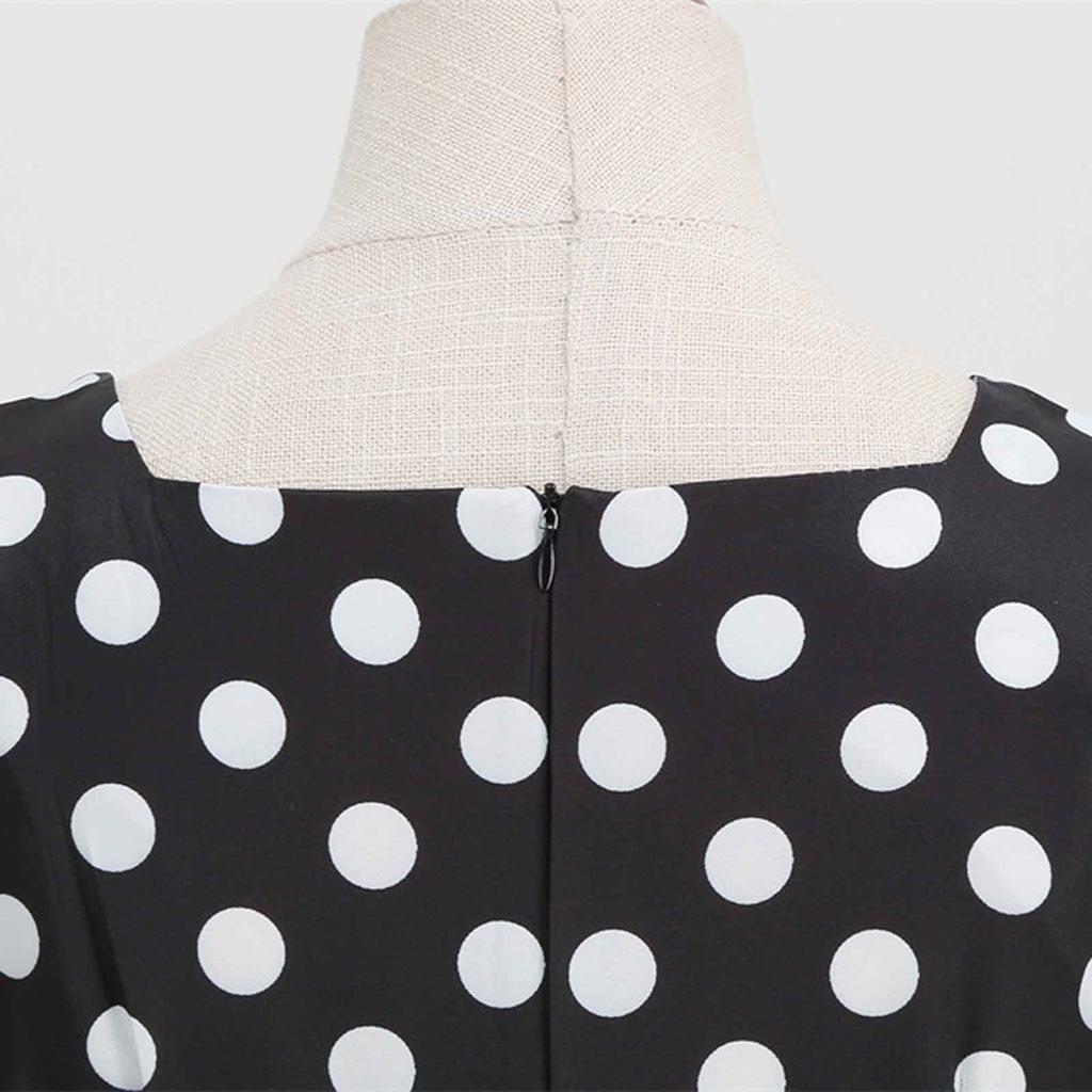 Dámské puntíkové módní tenké a tenké vintage maxi šaty