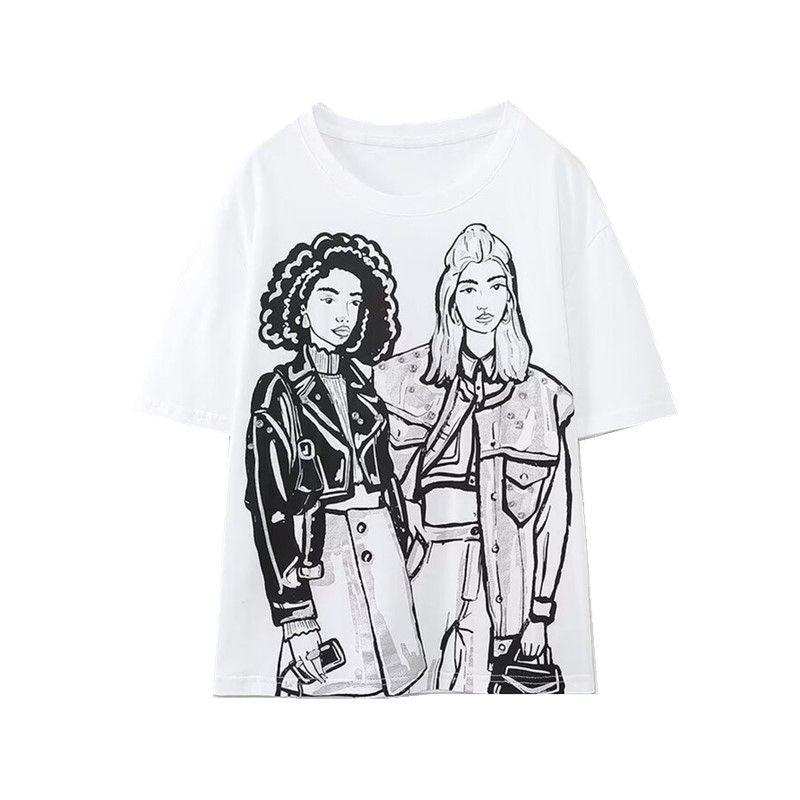 Fashion Style Autumn New Women's Clothing Slim Looking Easiest for Match Jewelry Inlaid Girl Pattern T-shirt 1131817 250